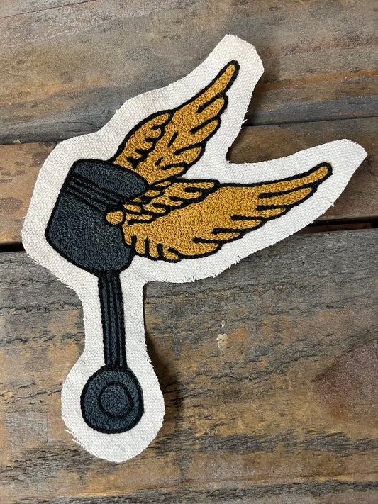 Winged Piston chainstitched patch
