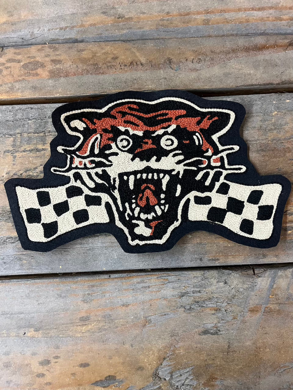 Racing Tiger chainstitched patch