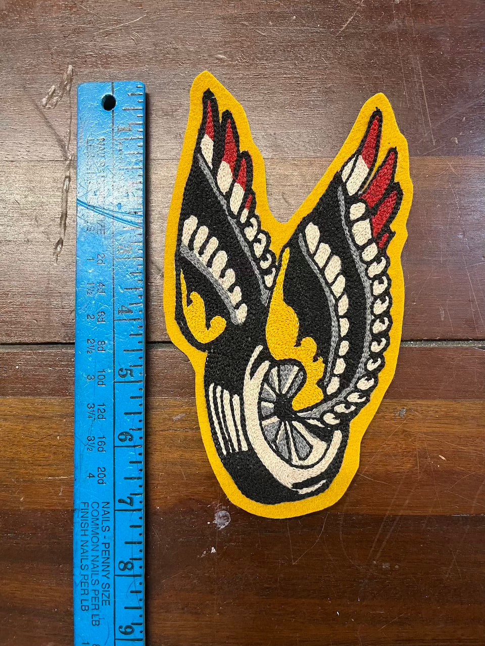 Traditional Winged Wheel Chainstriched Patch