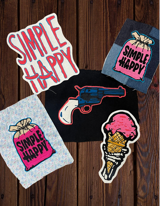 Simple Happy Custom Chainstitched Patches